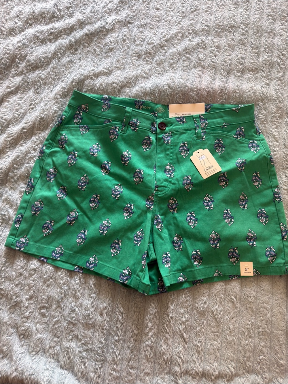 St. John's Bay Green Floral-Print Women's Shorts